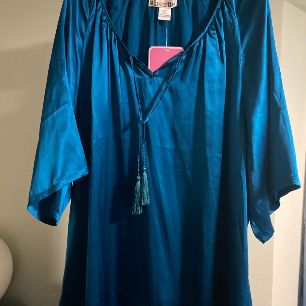 Silhouette Teal Blue Silk Blouse
